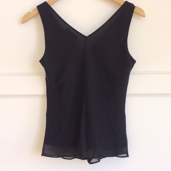 100% Silk Chiffon Black Beaded Sleeveless Top Sz S - Picture 2 of 7